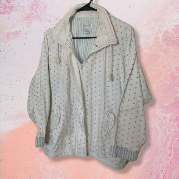 Lavon by Cheerful Corp Vintage 80s White Denim Embroidered Bomber Jacket sz M - Picture 2 of 6